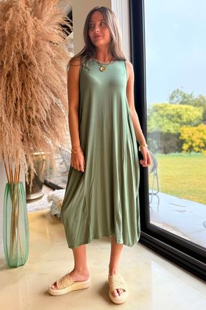 Made in Italy Parachute Dress Khaki